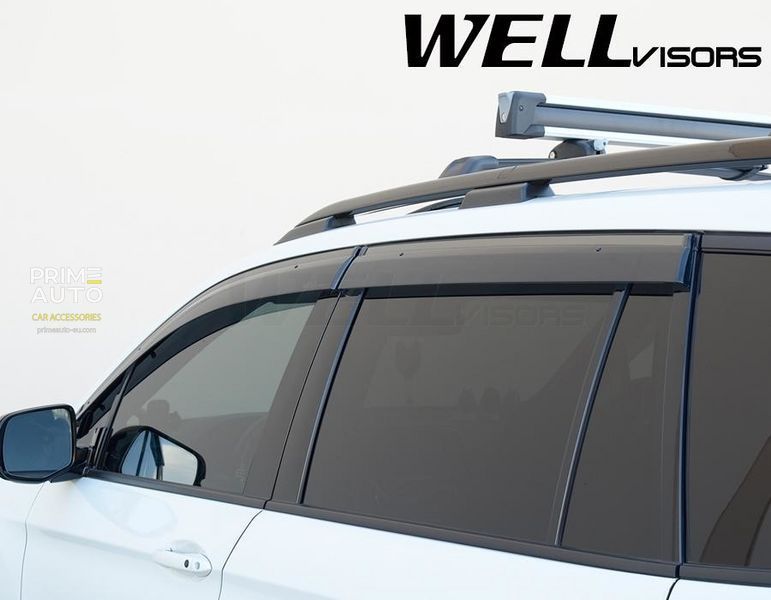 Owiewki do szyb samochodowych num 4 szt z czarna chromowana listwa Honda Passport 2022 - 2025 Wellvisors 3-847HD043