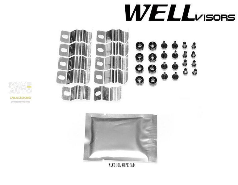 Owiewki do szyb samochodowych num 4 szt z czarna chromowana listwa Honda Passport 2022 - 2025 Wellvisors 3-847HD043