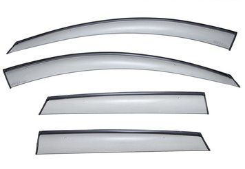 Window Deflectors 4pcs Set With Black Trim Mazda CX-5 2013-2016 Wellvisors 3-847MZ011