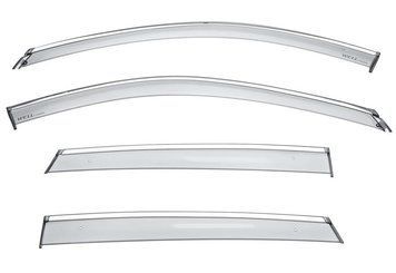 Window Deflectors 4pcs Set with Chrome Trim Mazda CX-5 2017-2024 Wellvisors 3-847MZ017