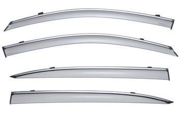 Window Deflectors 4pcs Set with Chrome Trim Honda Accord 2013-2017 Sedan Wellvisors 3-847HD018