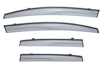 Window Deflectors 4pcs Set Aerodyn Series With Black Trim Honda Fit 2009-2014 Wellvisors 3-847HD002