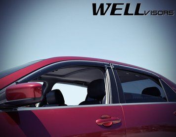Owiewki do szyb samochodowych num 4 szt z chromowaną odlewanie Honda Accord 2003 - 2007 Sedan USA Wellvisors 3-847HD023