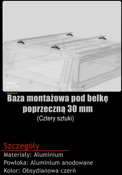 Crossbar Mounting Base 30mm 4 pcs. JUSN-DESIGN SP002006