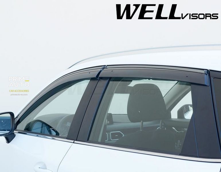 Дефлекторы окон к-т 4 шт с черным хромированным молдингом Mazda CX-5 2017 - 2023 Wellvisors 3-847MZ018 3-847MZ018 фото