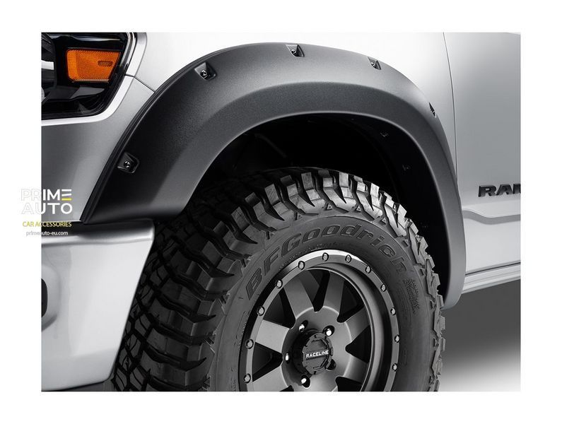 Fender Flares set 4 PCs Ram 1500 Rebel 2019-2024 Pocket-style black Bushwacker 50936-02