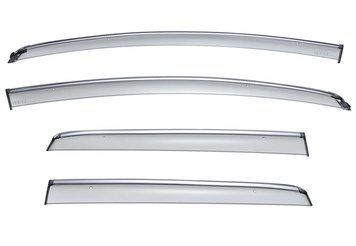 Window Deflectors 4pcs Set with Chrome Trim Honda Fit 2015-2020 Wellvisors 3-847HD004