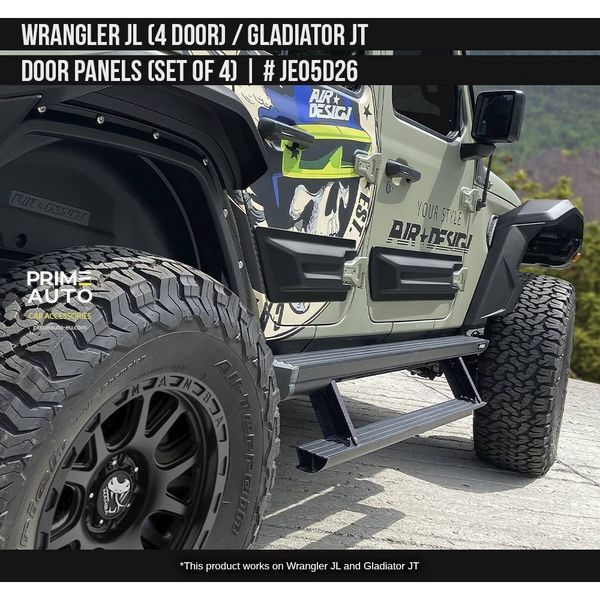 Молдинги боковые Jeep Wrangler JL 2018-2025 чёрный AIR DESIGN JE05D26 JE05D26 фото