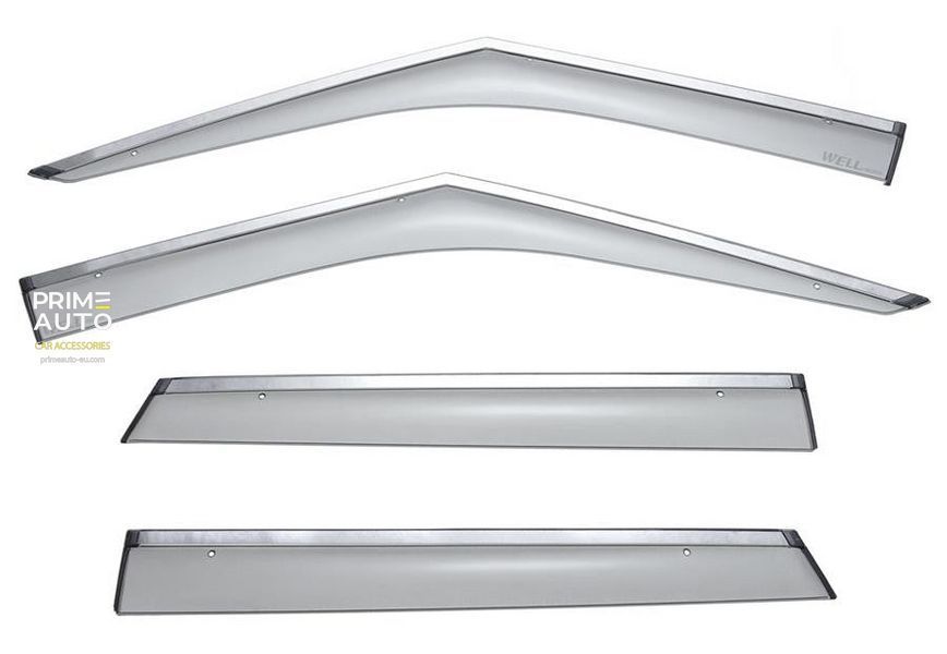 Window Deflectors 4pcs Set with Chrome Trim Land Rover Range Rover Evoque 2012-2019 Wellvisors 3-847LR006