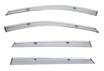 Window Deflectors 4pcs Set with Chrome Trim Mazda CX-9 2016-2023 Wellvisors 3-847MZ014