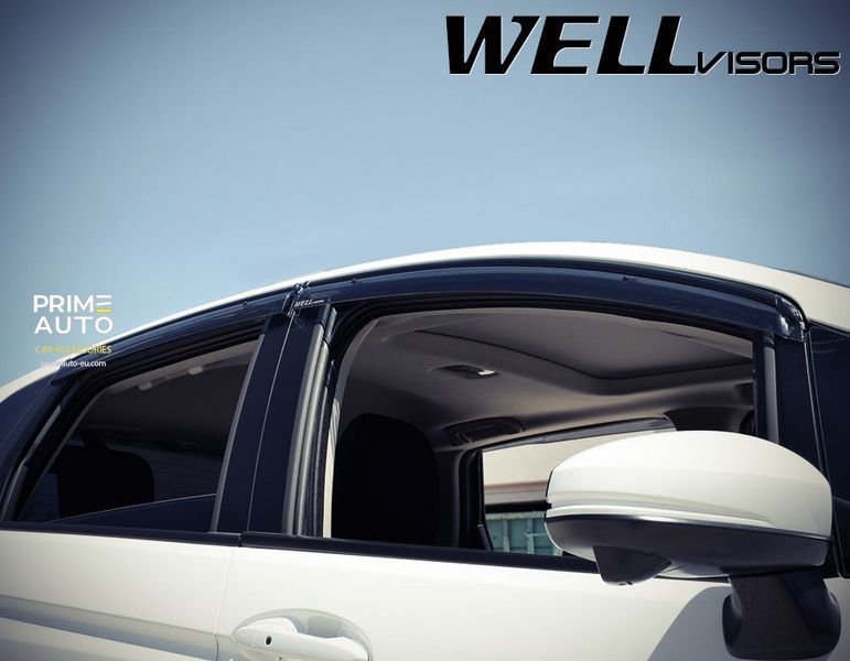 Дефлекторы окон к-т 4 шт с черным хромированным молдингом Honda Fit 2015 - 2020 Wellvisors 3-847HD022 3-847HD022 фото