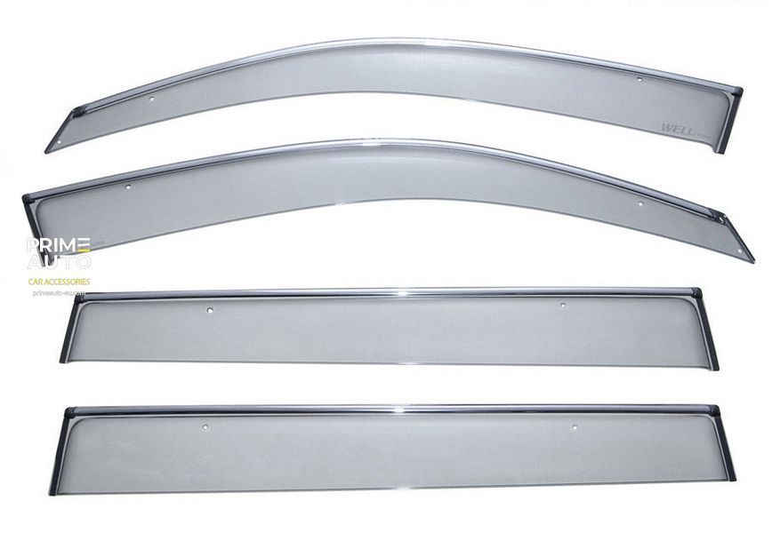 Дефлекторы окон к-т 4 шт с хромированным молдингом Toyota Highlander 2008 - 2013 Wellvisors 3-847TY016 3-847TY016 фото