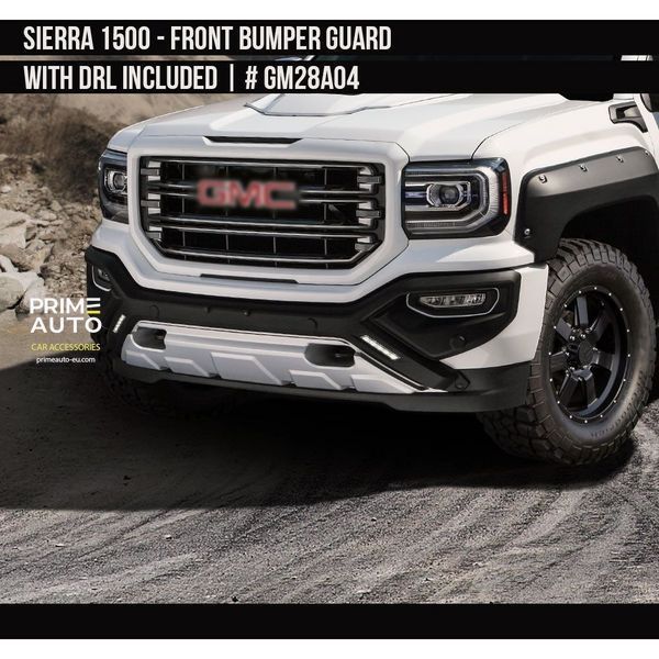 Накладка переднего бампера из ДХО GMC Sierra 1500 2016-2018 черный и серебряный AIR DESIGN GM28A04 GM28A04 фото