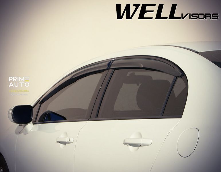 Owiewki do szyb samochodowych num 4 szt aerodynamiczny (z czarną listwą) Honda Civic 2006 - 2011 Sedan Wellvisors 3-847HD008