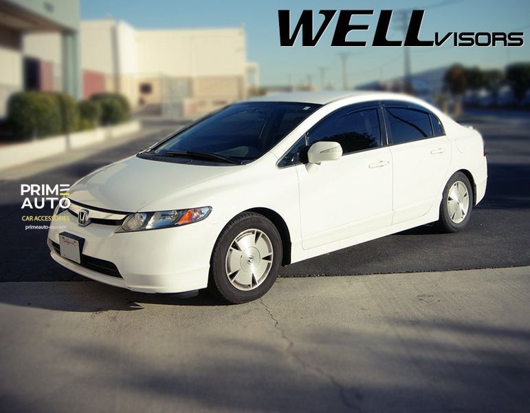 Owiewki do szyb samochodowych num 4 szt aerodynamiczny (z czarną listwą) Honda Civic 2006 - 2011 Sedan Wellvisors 3-847HD008