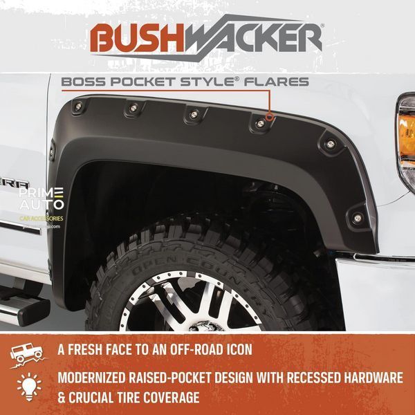 Poszerzenia nadkoli ustawić 4 szt GMC Sierra 2500/3500 HD 2011-2014 Boss Pocket-style czarny Bushwacker 40953-02