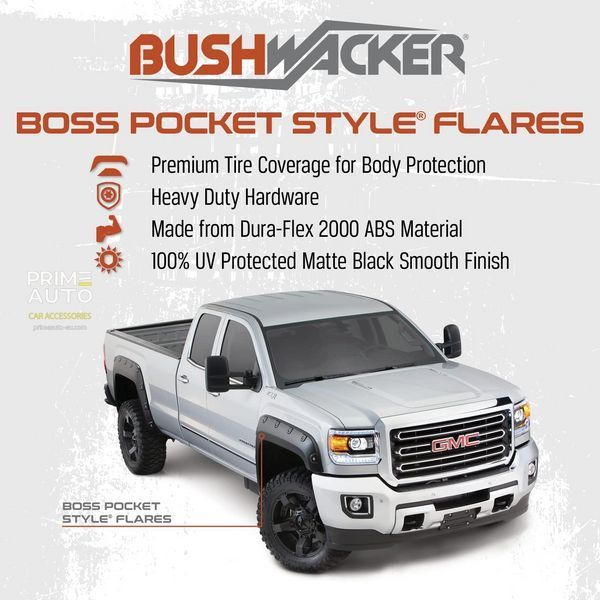 Poszerzenia nadkoli ustawić 4 szt GMC Sierra 2500/3500 HD 2011-2014 Boss Pocket-style czarny Bushwacker 40953-02