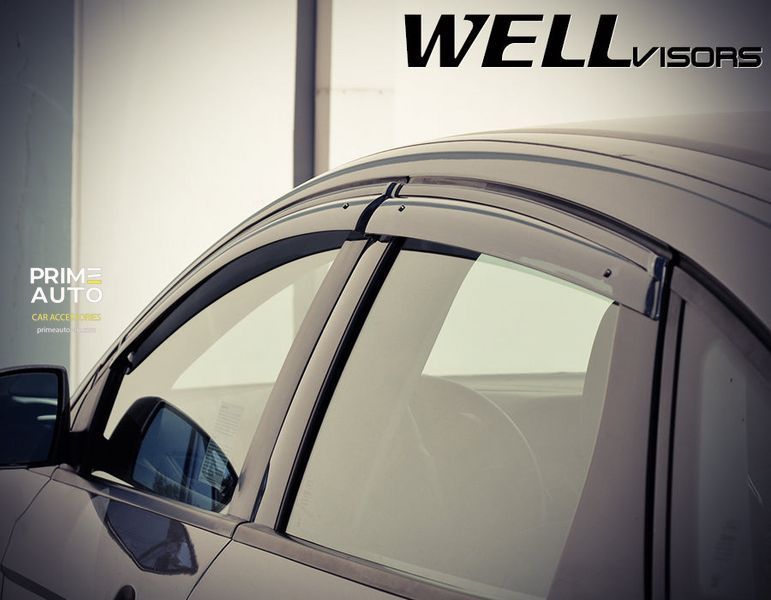 Дефлекторы окон к-т 4 шт с черным хромированным молдингом Ford Focus 2012 - 2018 Wellvisors 3-847FD001 3-847FD001 фото
