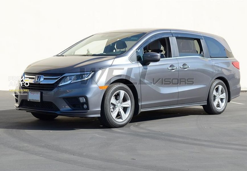 Owiewki do szyb samochodowych num 4 szt z czarna chromowana listwa Honda Odyssey 2018 - 2025 Wellvisors 3-847HD039