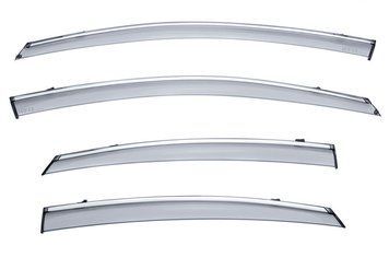 Window Deflectors 4pcs Set with Chrome Trim Hyundai Sonata 2015-2019 Wellvisors 3-847HY009
