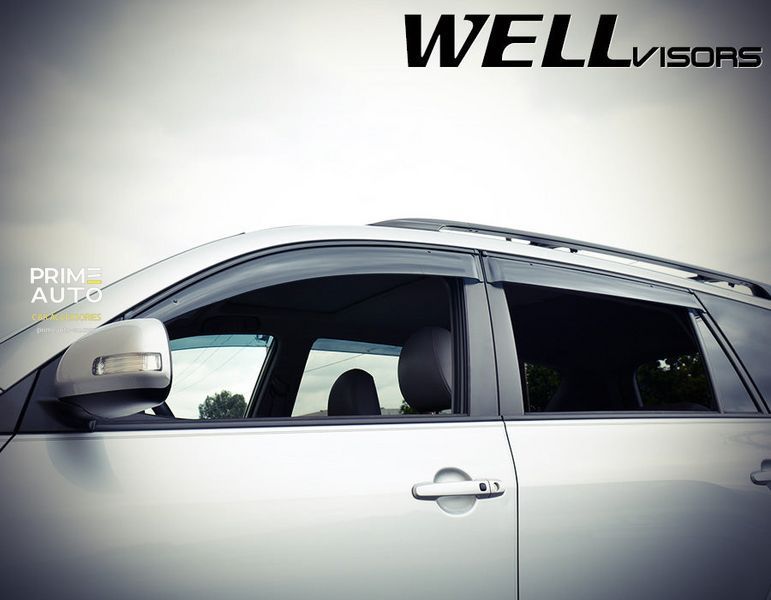 Window Deflectors 4pcs Set With Black Trim Toyota RAV4 2006-2012 Wellvisors 3-847TY013