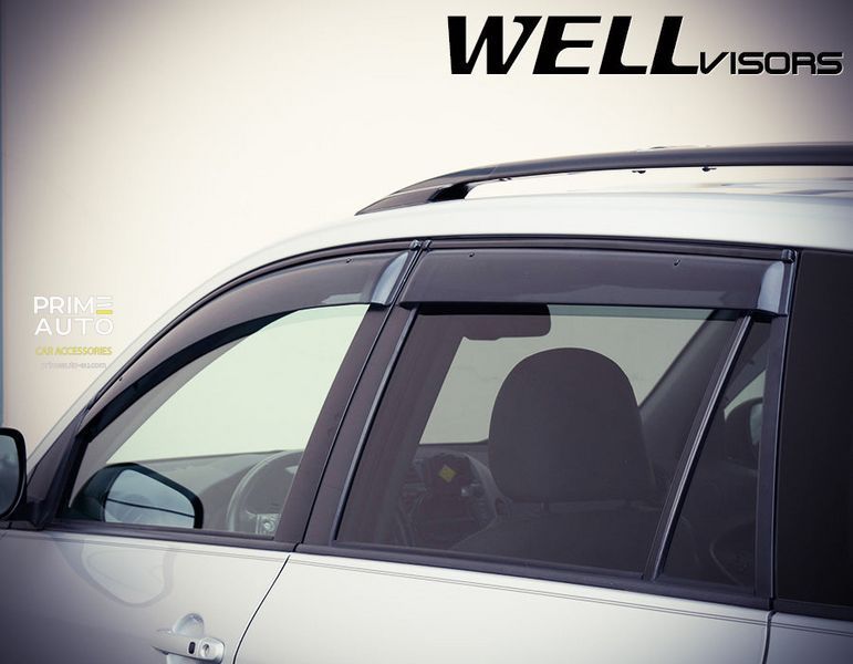 Window Deflectors 4pcs Set With Black Trim Toyota RAV4 2006-2012 Wellvisors 3-847TY013