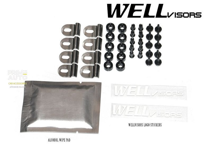 Window Deflectors 4pcs Set with Chrome Trim Kia Optima 2011-2015 Wellvisors 3-847KA006
