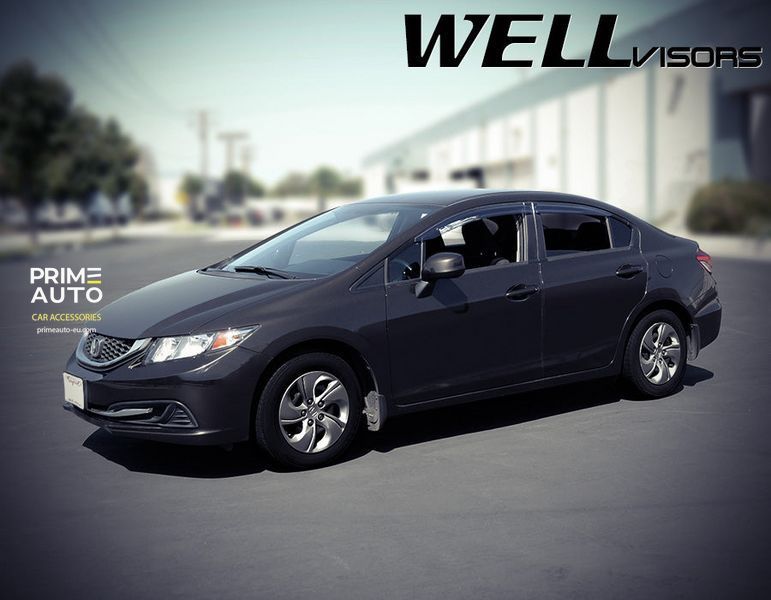 Window Deflectors 4pcs Set Premium Series Honda Civic 2012-2015 Sedan Wellvisors 3-847HD020