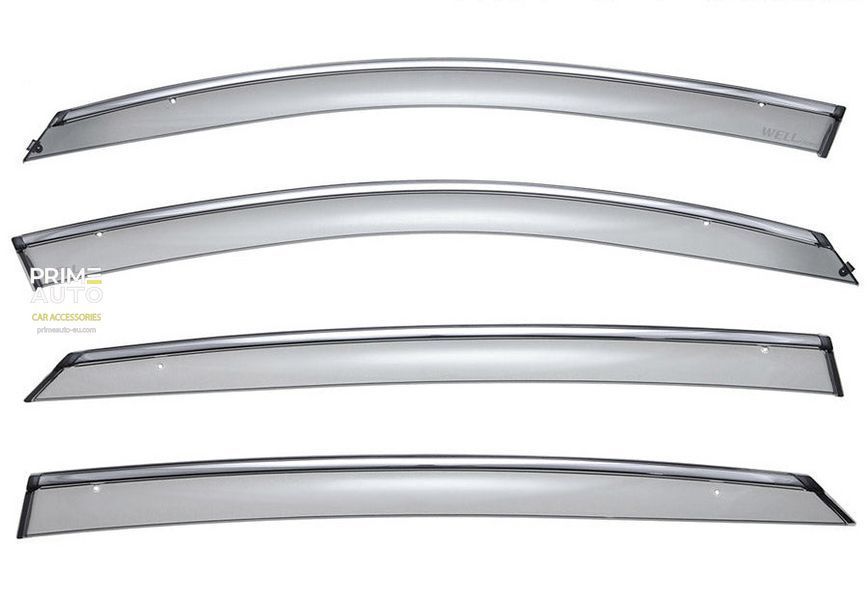 Window Deflectors 4pcs Set with Chrome Trim Kia Optima 2011-2015 Wellvisors 3-847KA006