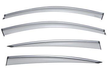 Window Deflectors 4pcs Set with Chrome Trim Infiniti G 2007-2015 Wellvisors 3-847IN006