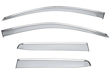Window Deflectors 4pcs Set with Chrome Trim Honda Ridgeline 2017-2025 Wellvisors 3-847HD037