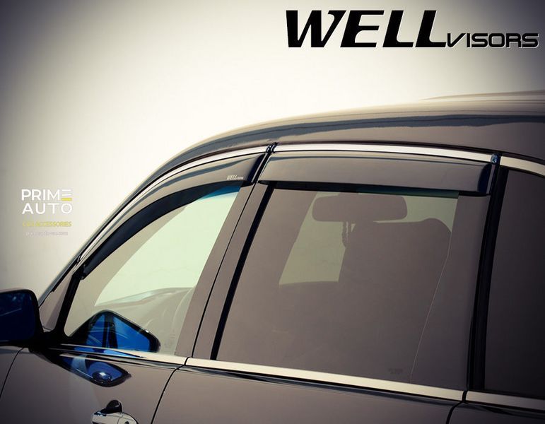 Window Deflectors 4pcs Set with Chrome Trim Acura MDX 2007-2013 Wellvisors 3-847AC002