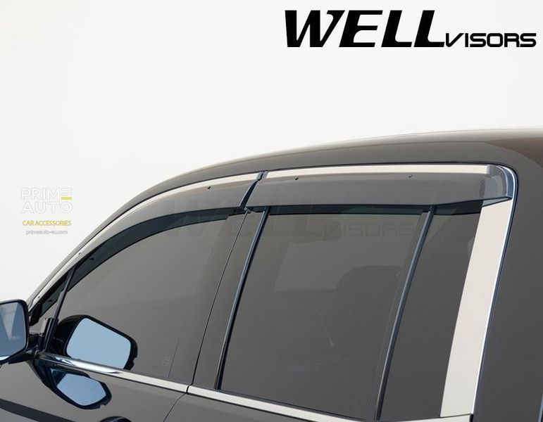 Дефлекторы окон к-т 4 шт с хромированным молдингом Honda Ridgeline 2017 - 2025 Wellvisors 3-847HD037 3-847HD037 фото