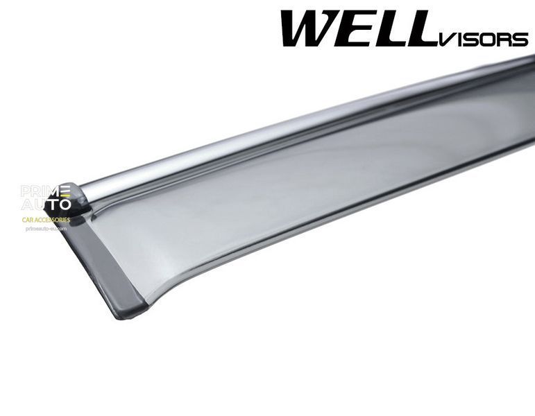 Window Deflectors 4pcs Set with Chrome Trim Acura MDX 2007-2013 Wellvisors 3-847AC002