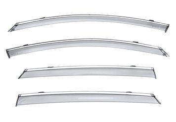 Window Deflectors 4pcs Set with Chrome Trim Kia Optima 2016-2020 Wellvisors 3-847KA014