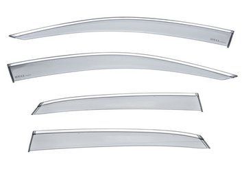 Window Deflectors 4pcs Set with Chrome Trim Honda Civic 2017-2021 Hatchback Wellvisors 3-847HD035