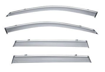 Window Deflectors 4pcs Set with Chrome Trim Volvo XC90 2015-2025 Wellvisors 3-847VO005