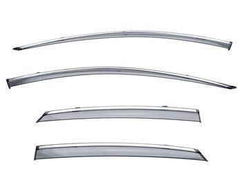 Window Deflectors 4pcs Set with Chrome Trim Hyundai Sonata 2020-2025 Sedan Wellvisors 3-847HY023