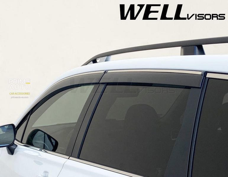 Window Deflectors 4pcs Set with Chrome Trim Subaru Forester 2019-2025 Wellvisors 3-847SU017