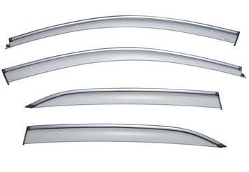 Window Deflectors 4pcs Set with Chrome Trim Mercedes-Benz E-Class 2010-2016 Sedan Wellvisors 3-847MB013