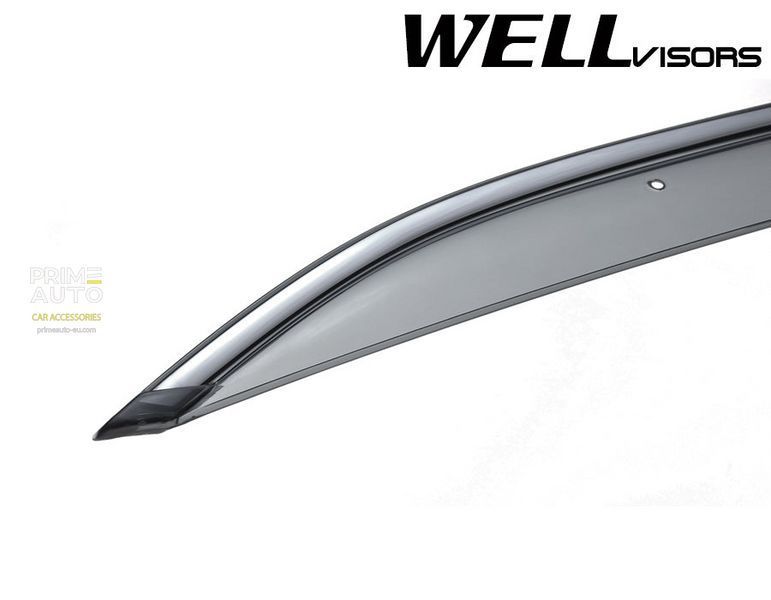 Owiewki do szyb samochodowych num 4 szt z chromowaną odlewanie Mercedes-Benz E-Class 2010 - 2016 Sedan Wellvisors 3-847MB013