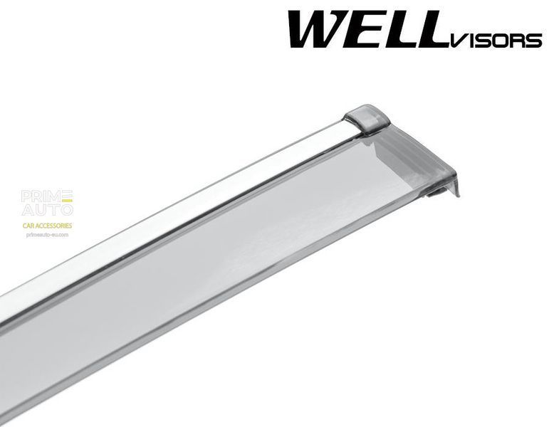 Window Deflectors 4pcs Set with Chrome Trim Honda Civic 2016-2020 Coupe Wellvisors 3-847HD042