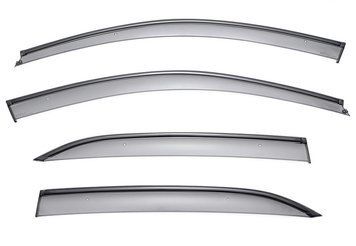 Window Deflectors 4pcs Set With Black Trim Mercedes-Benz E-Class 2010-2016 Sedan Wellvisors 3-847MB015