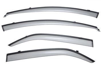 Window Deflectors 4pcs Set With Black Trim Kia Forte 2010-2013 Sedan Wellvisors 3-847KA007