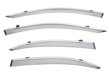 Window Deflectors 4pcs Set with Chrome Trim Mercedes-Benz E-Class 2017-2025 Sedan Wellvisors 3-847MB025