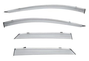 Window Deflectors 4pcs Set with Chrome Trim Cadillac XT5 2017-2025 Wellvisors 3-847CA006
