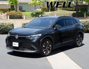 Window Deflectors 4pcs Set With Black Trim Volkswagen ID4 2021-2025 Wellvisors 3-847VW023