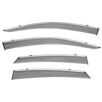 Window Deflectors 4pcs Set with Chrome Trim Honda Civic;Insight 2016-2022 Sedan Wellvisors 3-847HD033