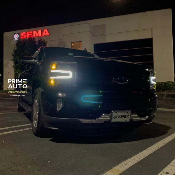 Передние фары Chevrolet Silverado 1500 2016-2018 LED LUXX серия цвет Alpha-Black AlphaRex 880233 880233 фото