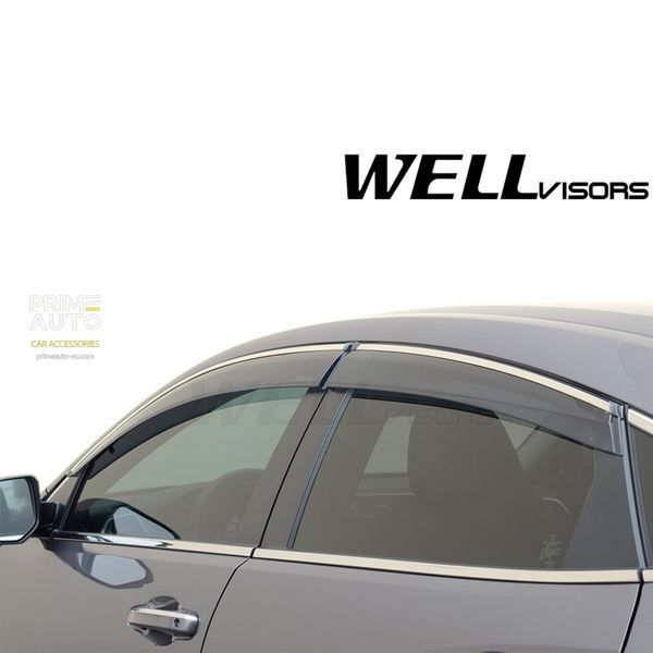 Дефлекторы окон к-т 4 шт с хромированным молдингом Honda Civic;Insight 2016 - 2022 Sedan Wellvisors 3-847HD033 3-847HD033 фото